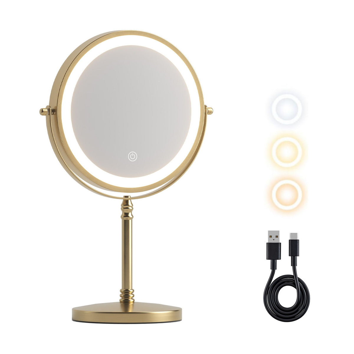 Embellir Lighted Makeup Mirror Double Sided 10X Magnifying Gold