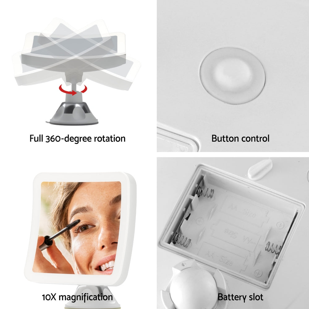 Embellir 10X LED Makeup Mirror Cordless Suction Cup Adjustable Rotation