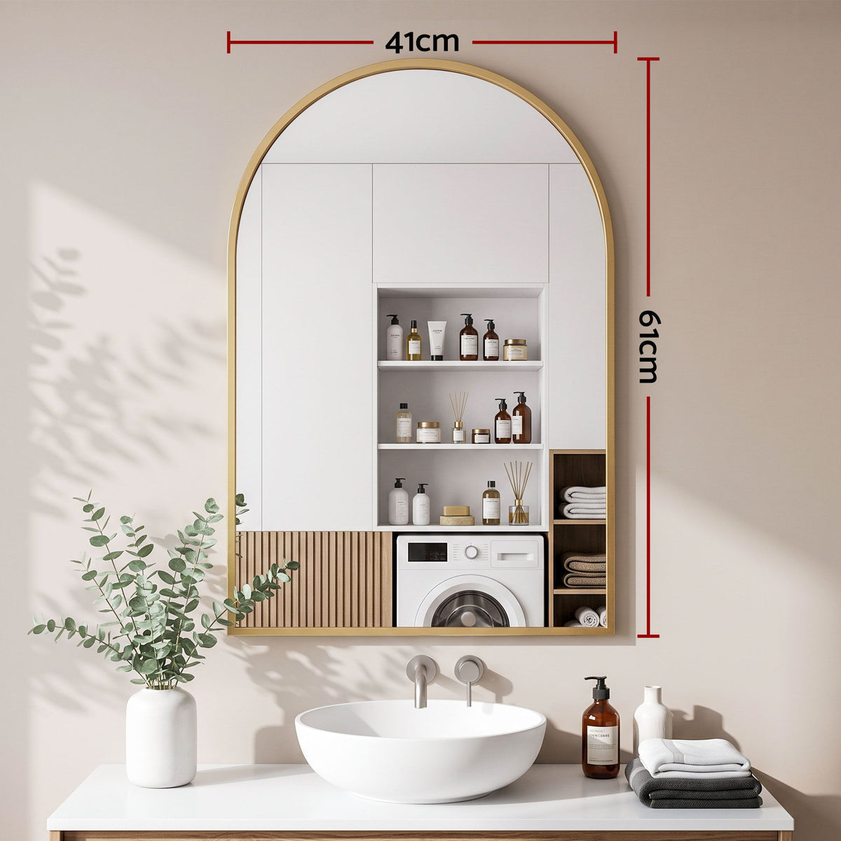 Embellir Arch Wall Mirror 61x41cm Gold Frame Bathroom Vanity Mirror