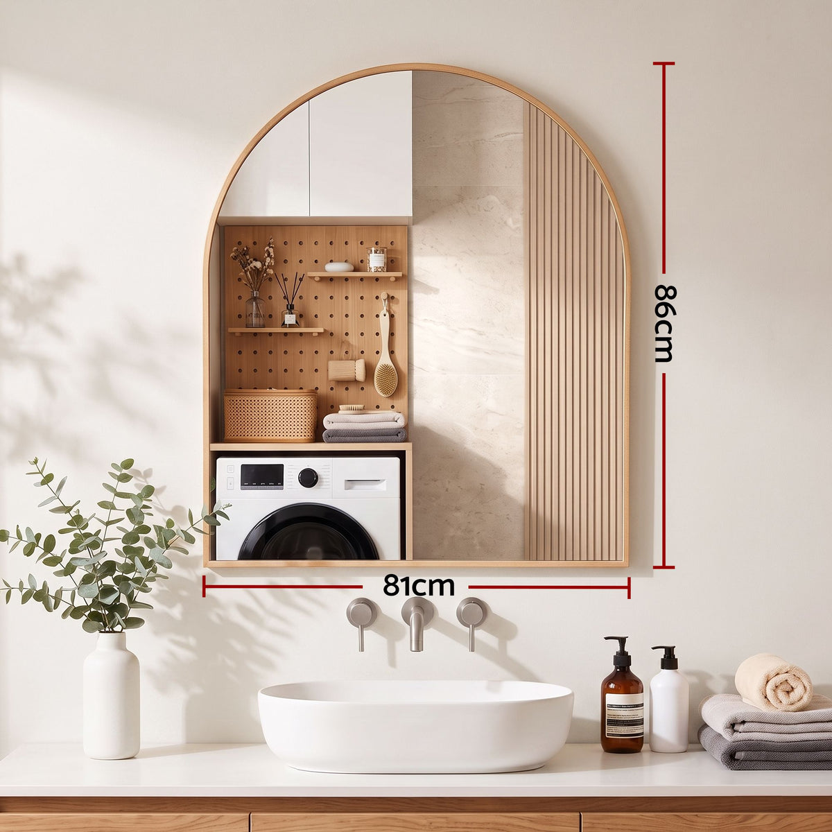 Embellir Arch Wall Mirror Gold Frame 86x81cm Bathroom Vanity Mirror