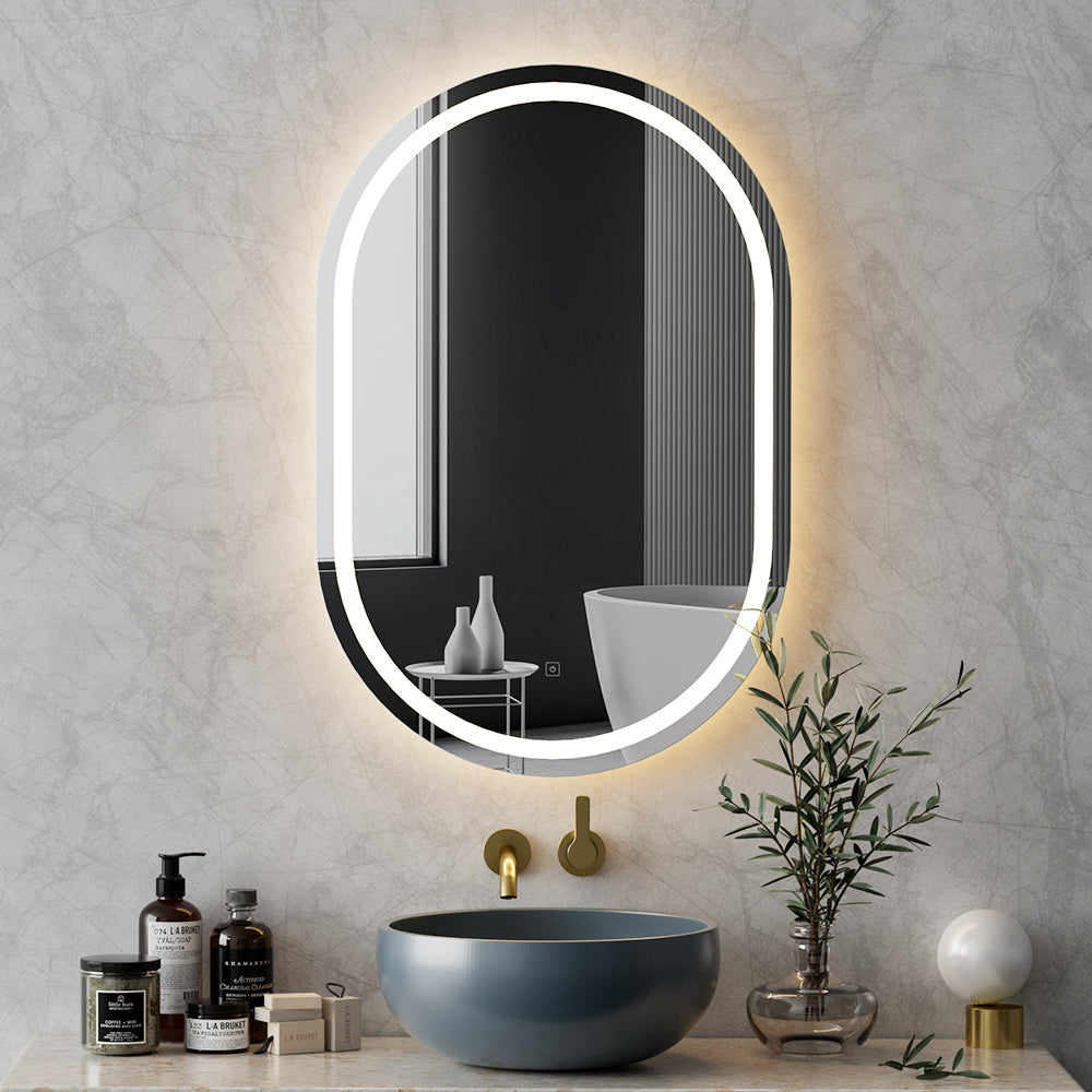 Embellir 50x75cm Oval LED Wall Mirror Bathroom Vanity Anti-Fog