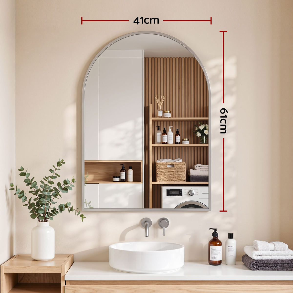 Embellir Arch Wall Mirror Silver 61x41cm Bathroom Vanity Mirror