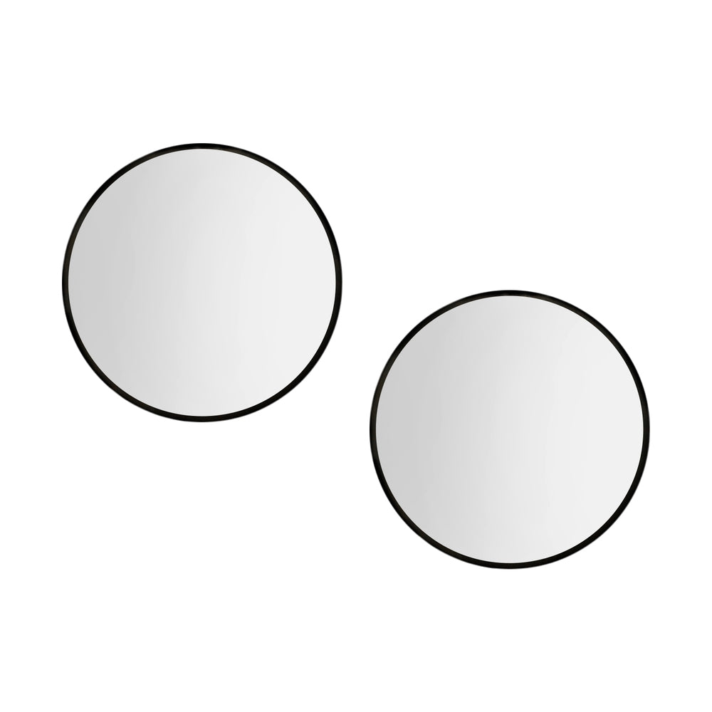 Embellir 50cm Round Wall Mirror Black Framed Set of 2