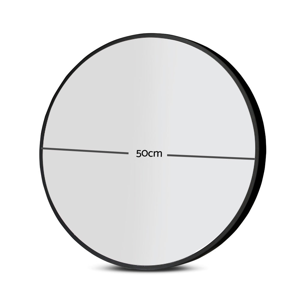 Embellir 50cm Round Wall Mirror Black Framed Set of 2