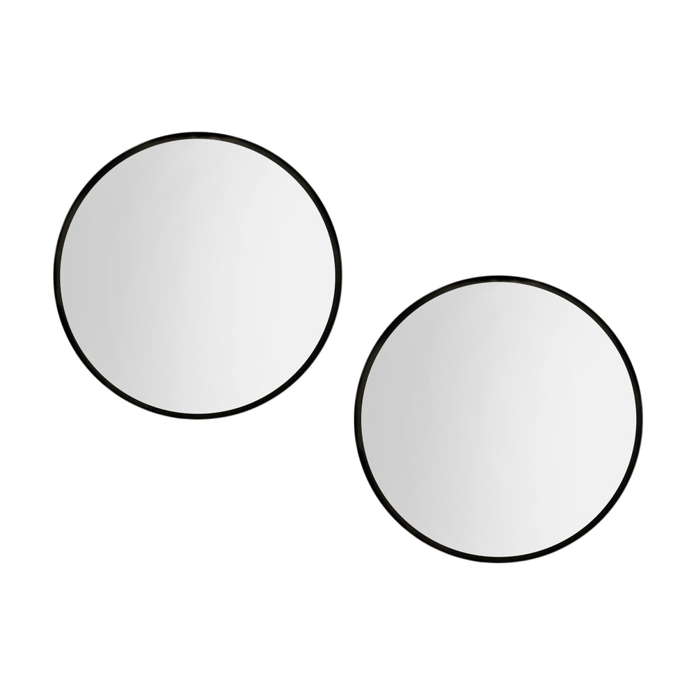 Embellir 60cm Round Wall Mirror Black Framed Set of 2