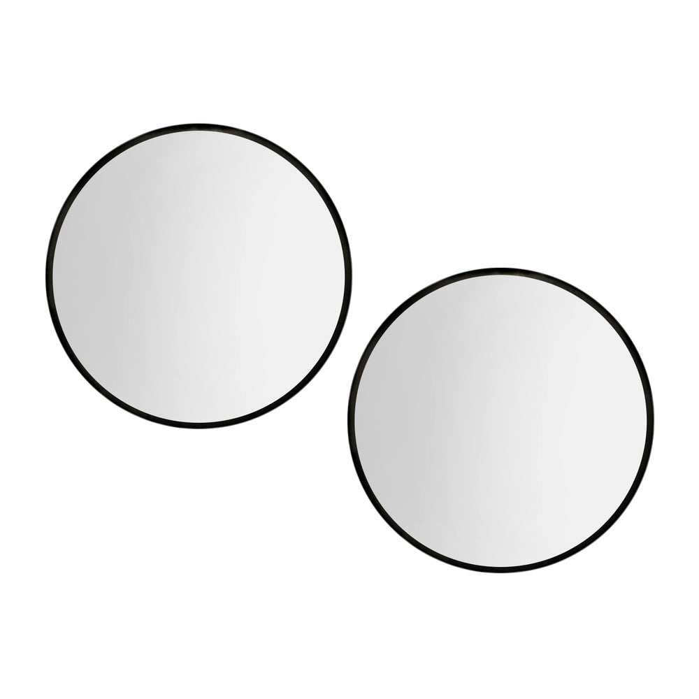 Embellir 70cm Round Wall Mirror Black Framed Bathroom Decor 2 Pack
