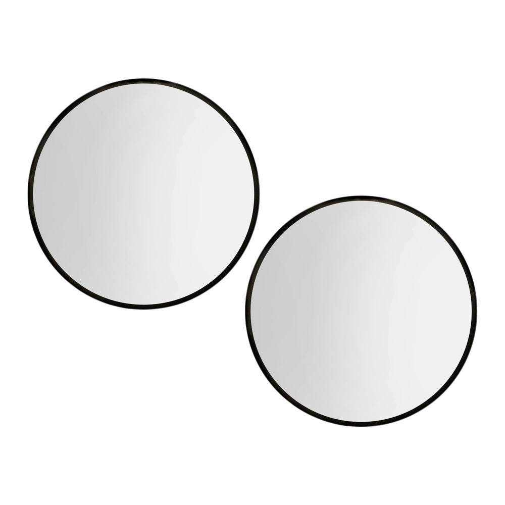 Embellir 80cm Round Wall Mirror Black Framed Set of 2