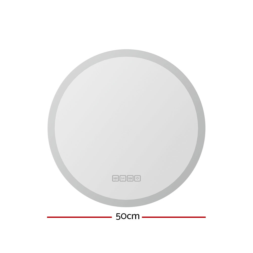 Embellir 50cm Round LED Wall Mirror Bluetooth Speaker Anti-Fog