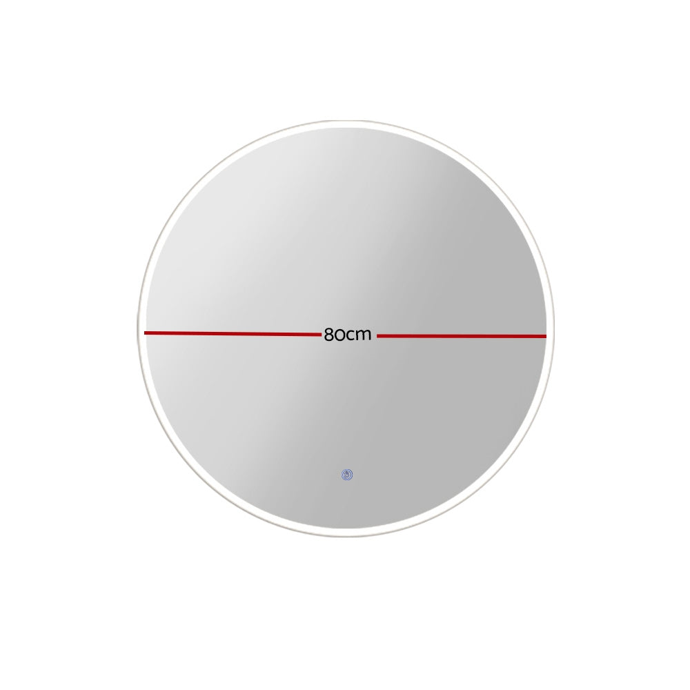 Embellir 80cm Round LED Wall Mirror Anti-Fog Bathroom Vanity (Set of 2)