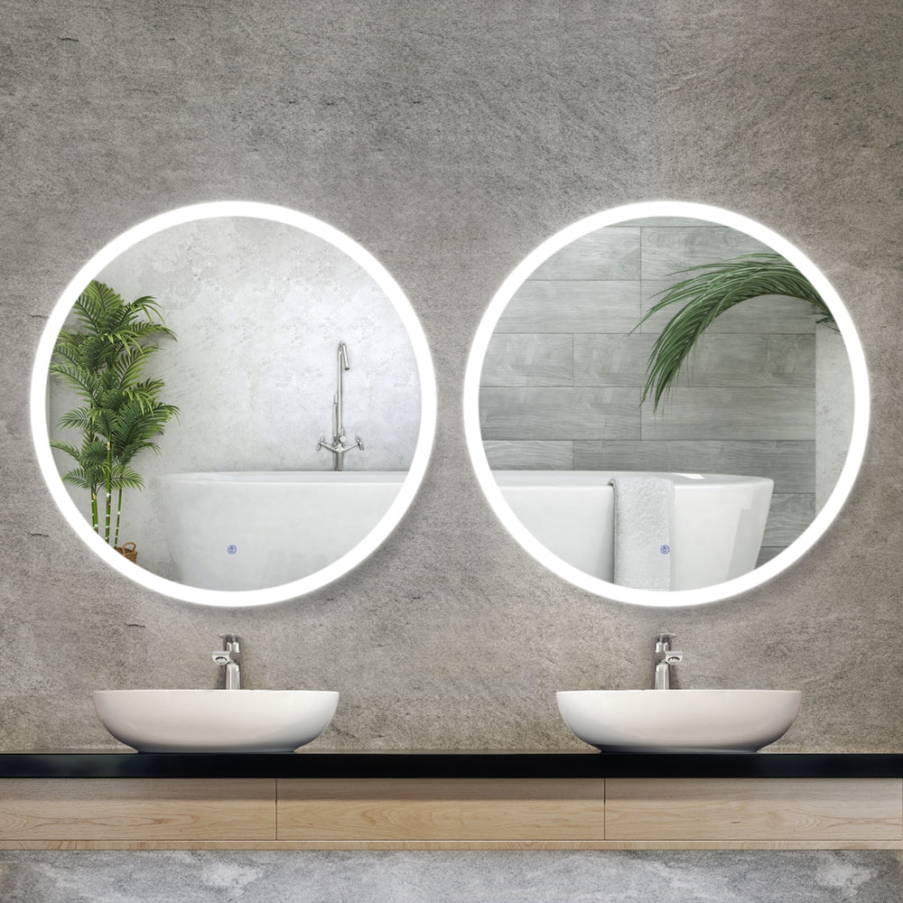 Embellir 80cm Round LED Wall Mirror Anti-Fog Bathroom Vanity (Set of 2)