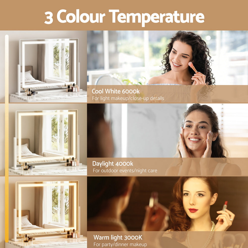 Embellir Makeup Mirror 58x46cm 360~ Rotatable Vanity Mirror with Lights Bright Light Strip Adjustable