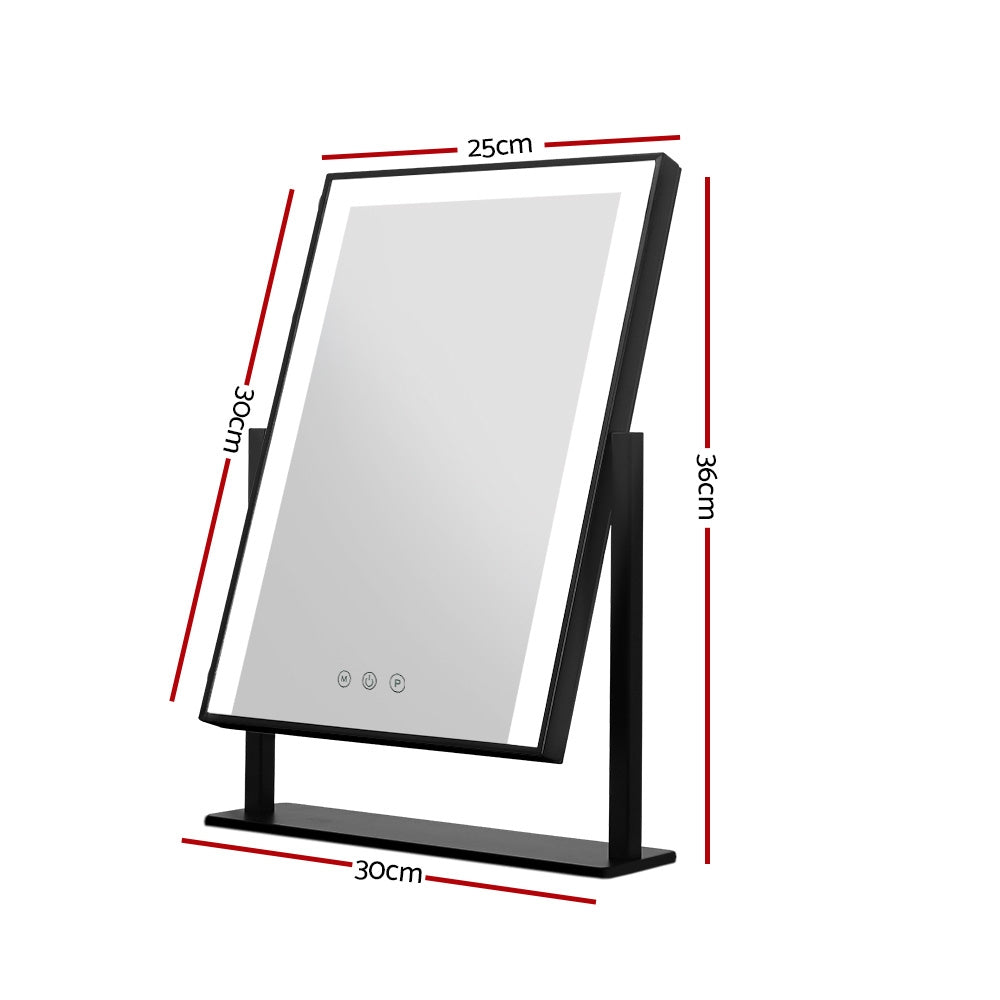 Embellir 25x30cm Hollywood Vanity Makeup Mirror LED Light Rotatable Black