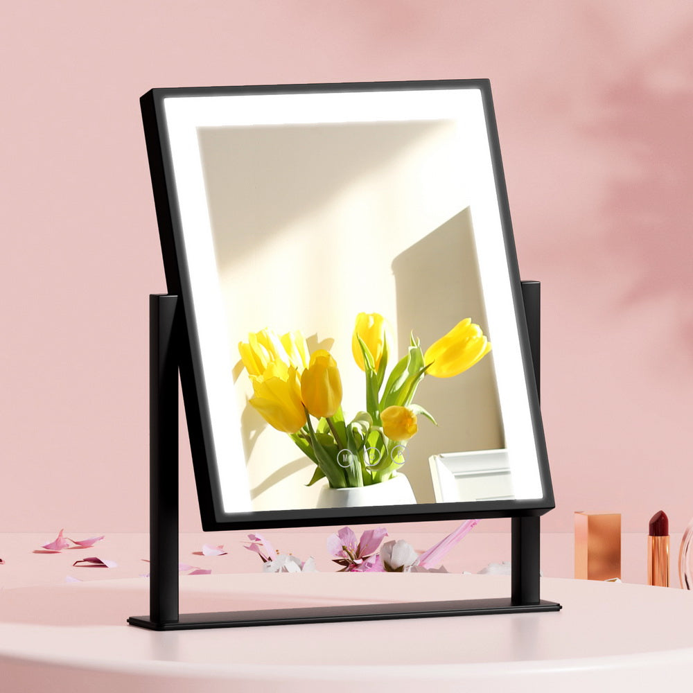 Embellir 25x30cm Hollywood Vanity Makeup Mirror LED Light Rotatable Black