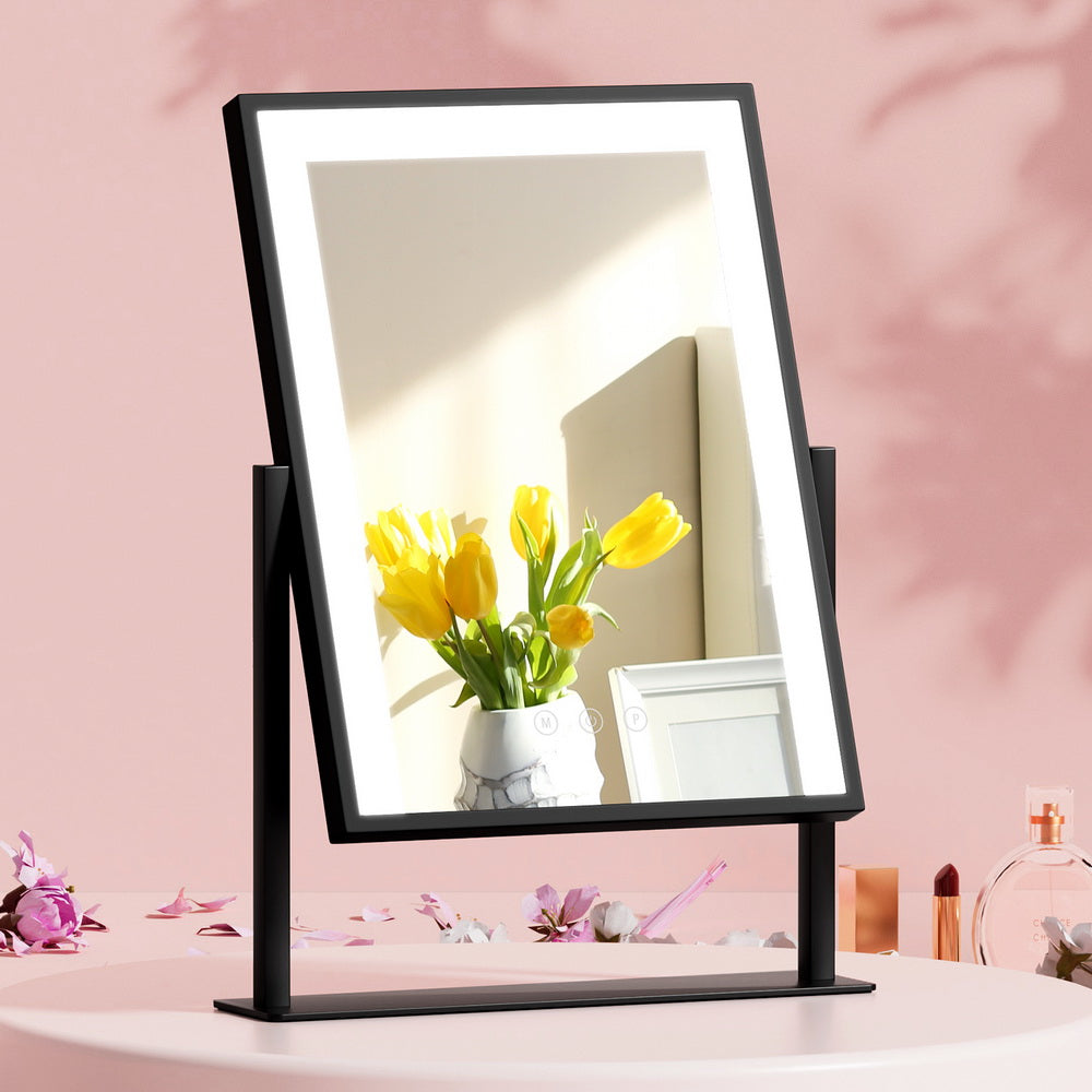 Embellir Standing Makeup Mirror 30x40cm LED Light Black