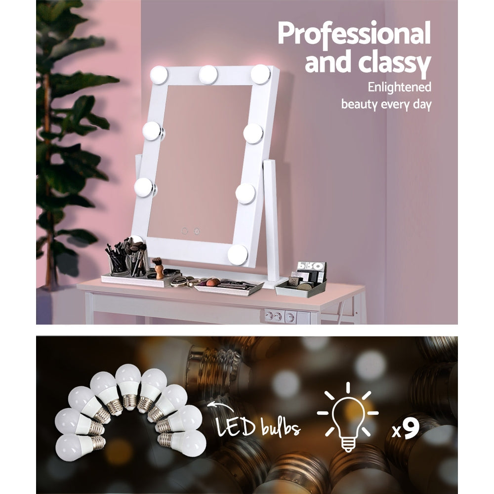 Embellir 30x38cm Hollywood Vanity Makeup Mirror LED Light Rotatable Tabletop
