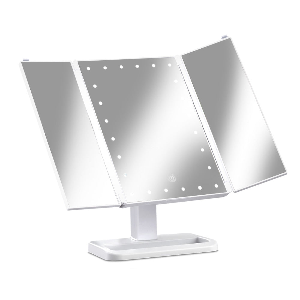 Embellir Tri-fold LED Makeup Mirror 24cm Dimmable with Storage