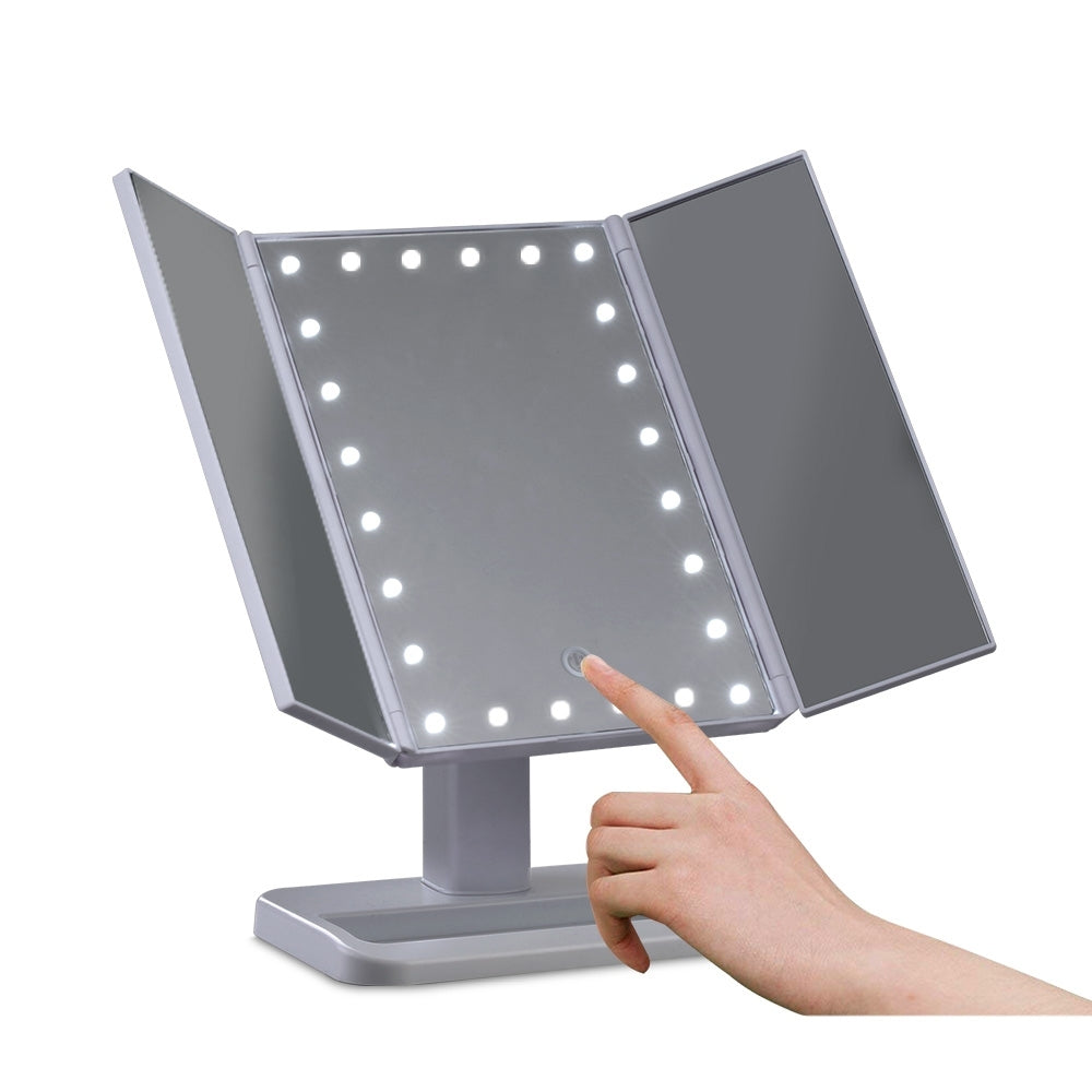 Embellir Tri-fold LED Makeup Mirror 24cm Dimmable with Storage