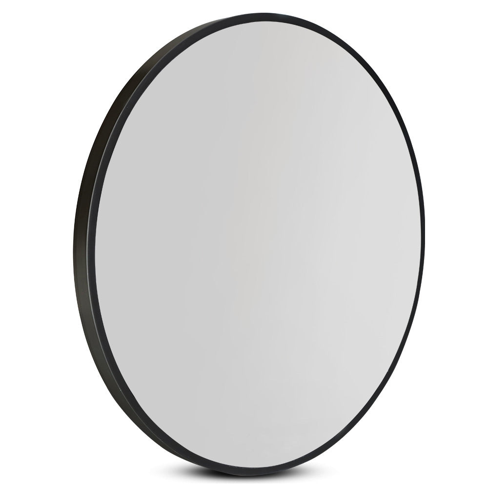 Embellir Round Wall Mirror 80cm Framed Makeup Bathroom Black