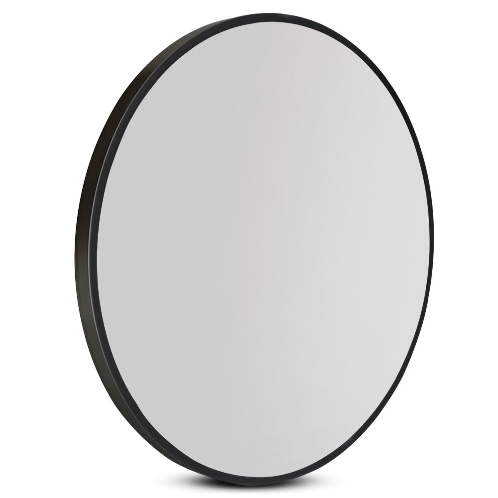 Embellir 90cm Round Wall Mirror Black Framed Bathroom Decor