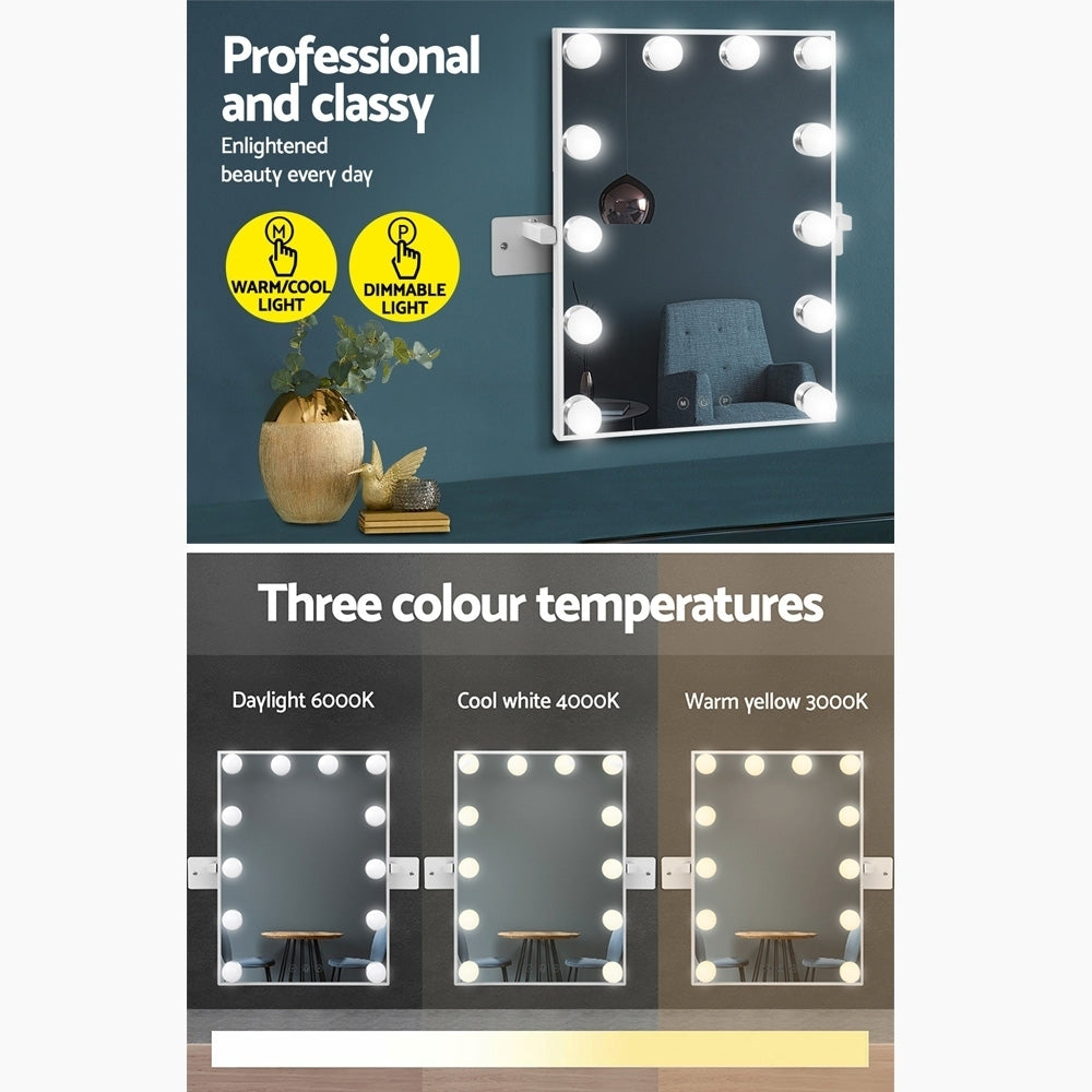 Embellir Hollywood Makeup Mirror 30x40cm Wall Vanity 12 LED Bulbs