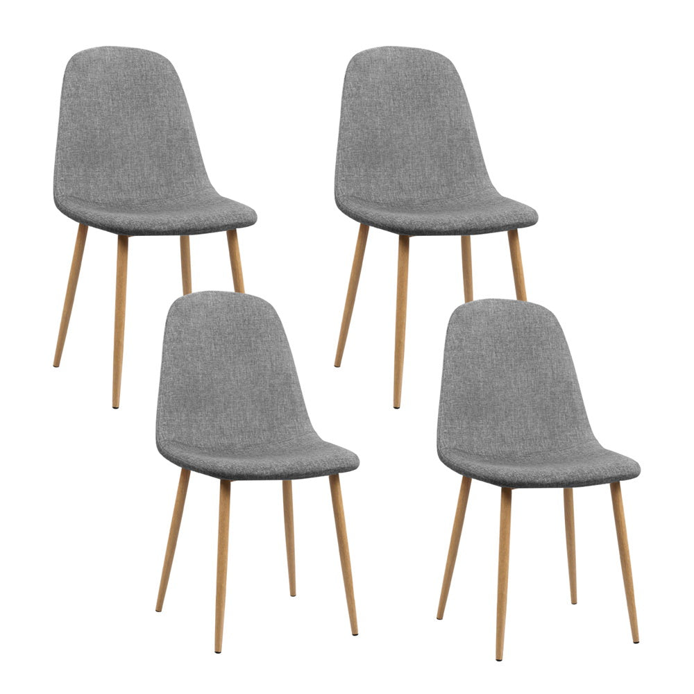 Adamas Dining Chairs Set of 4 Linen Curved Slope Light Grey
