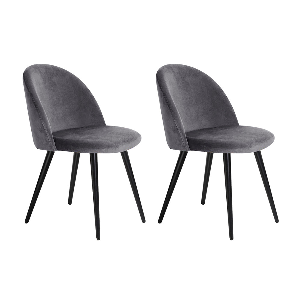 Brody Dining Chairs Set of 2 Velvet Curved Dark Grey