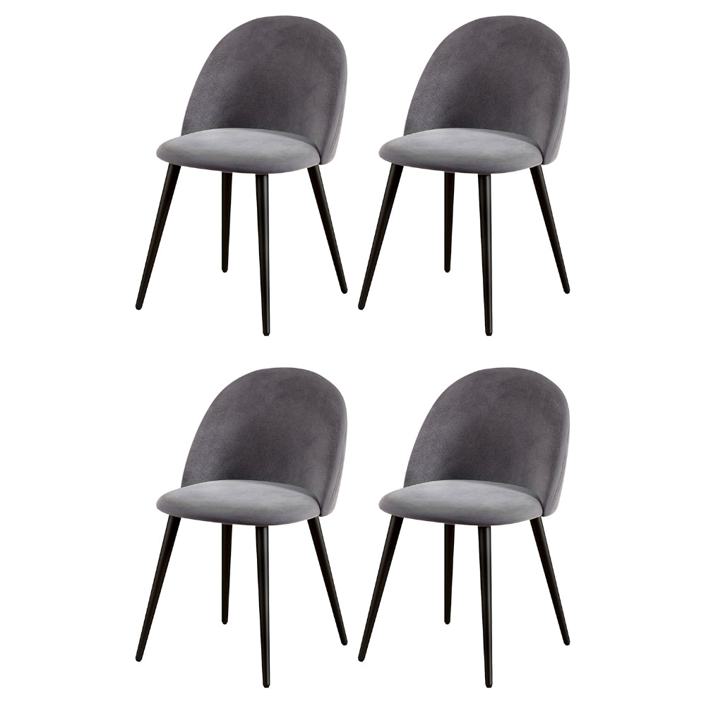 Brody Dining Chairs Set of 4 Velvet Curved Dark Grey