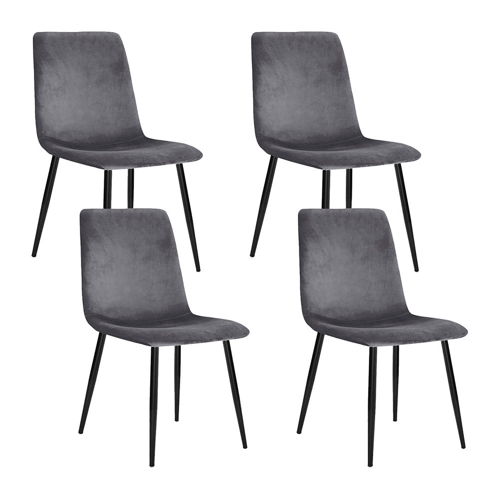Velvet Grey Dining Chairs Set of 4 Iron Frame