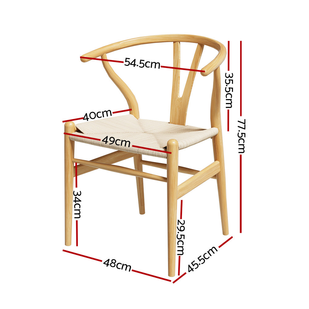 Wishbone Dining Chair Wooden Rattan Seat