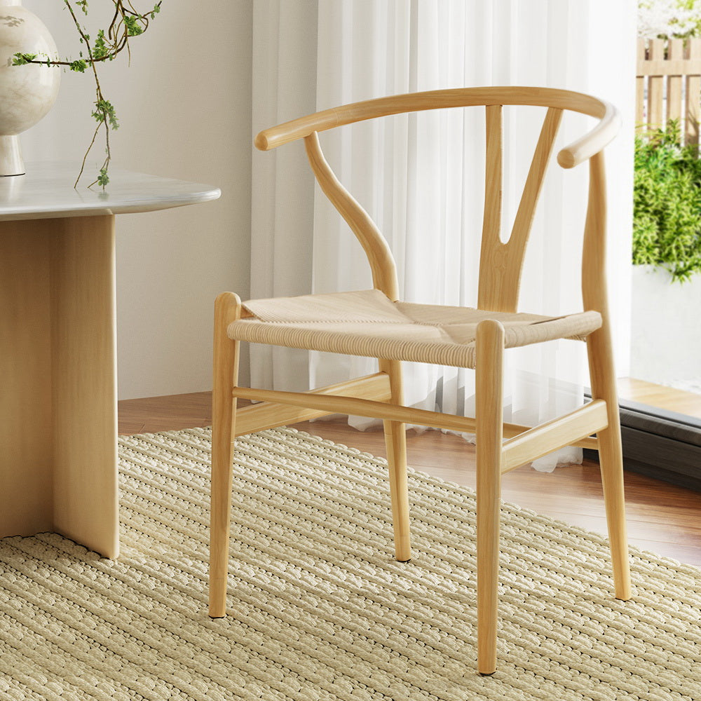 Wishbone Dining Chair Wooden Rattan Seat