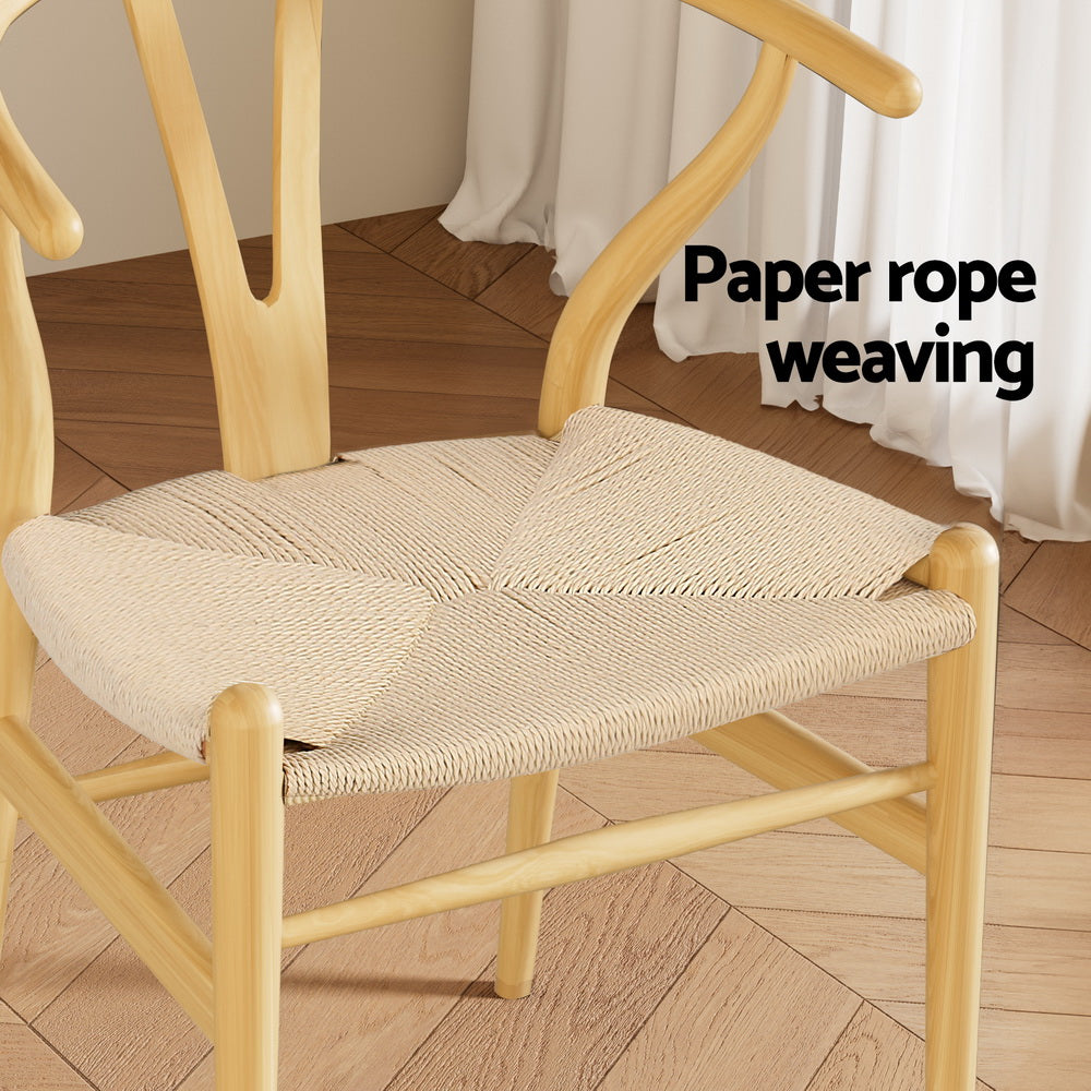 Wishbone Dining Chair Wooden Rattan Seat
