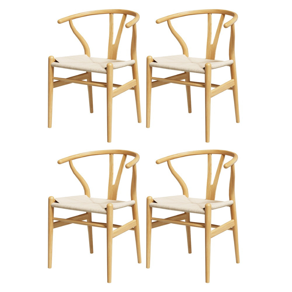 Wishbone Dining Chairs Set of 4 Natural Rattan Seat