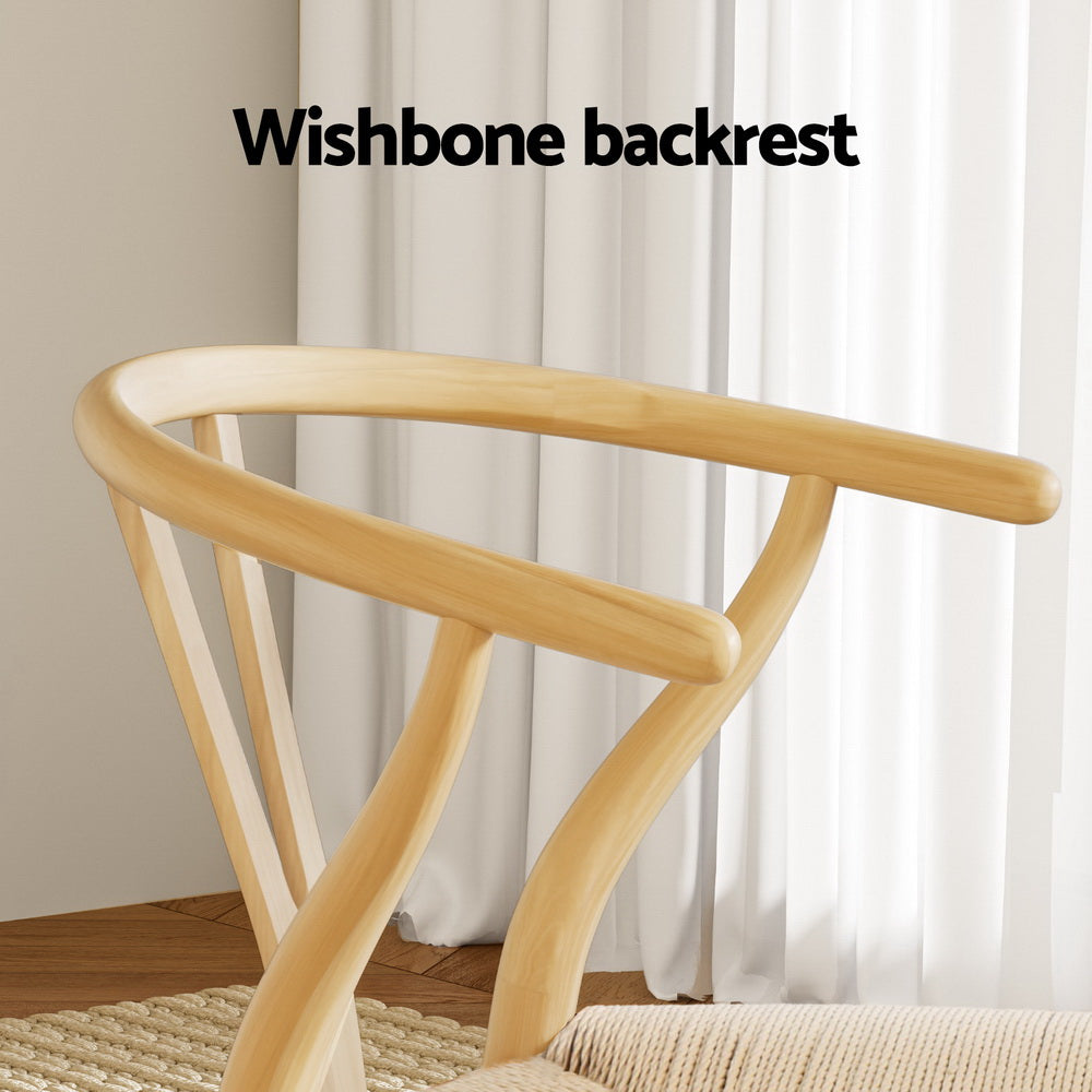 Wishbone Dining Chairs Set of 6 Natural Rattan Seat