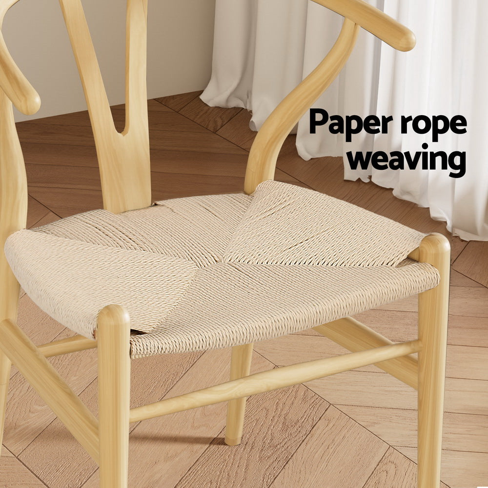 Wishbone Dining Chairs Set of 6 Natural Rattan Seat