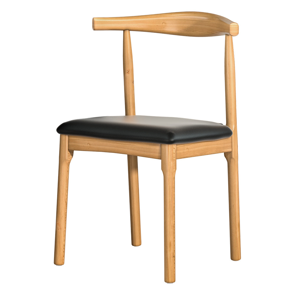 Bert Dining Chair Rubberwood Leather Seat Black