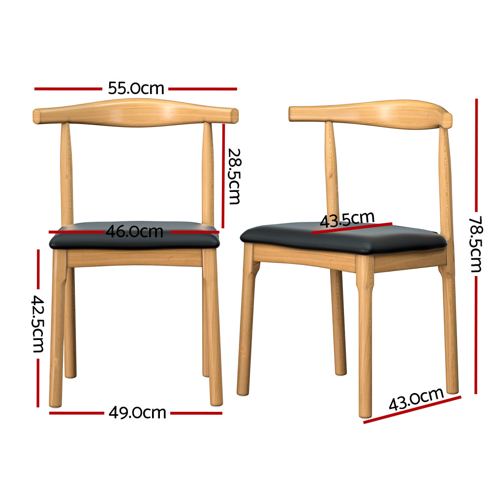 Bert Dining Chair Rubberwood Leather Seat Black