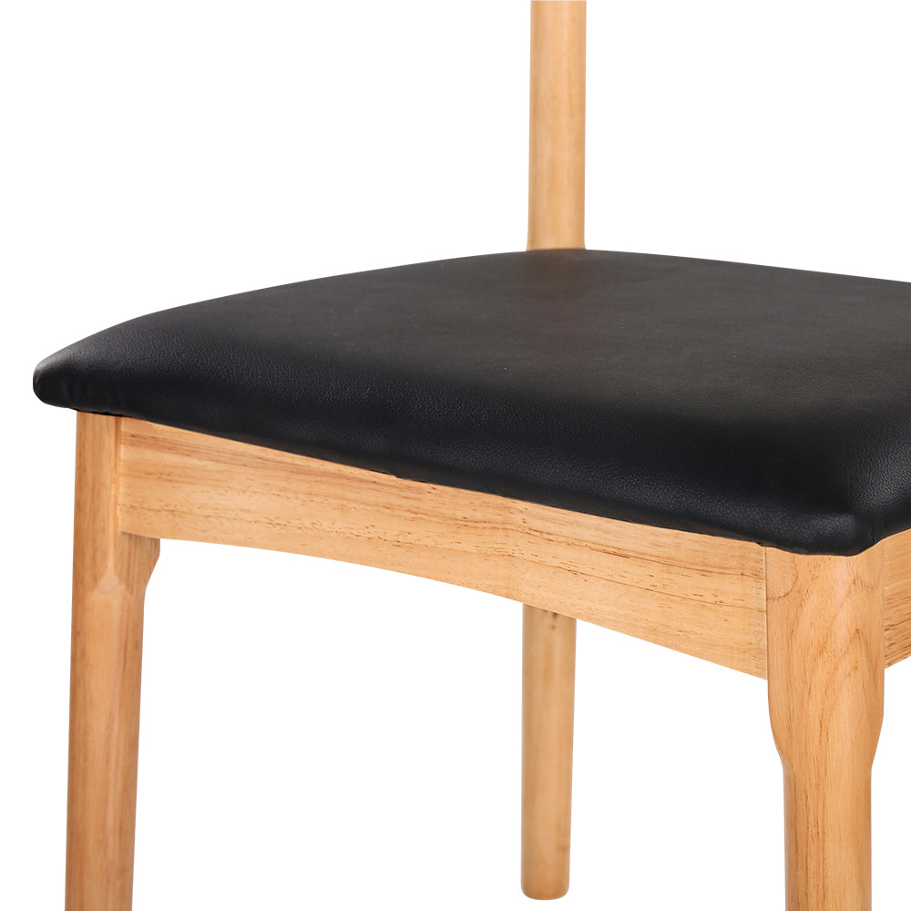 Bert Dining Chair Rubberwood Leather Seat Black