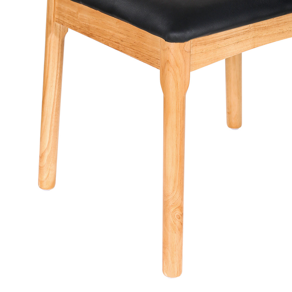 Bert Dining Chair Rubberwood Leather Seat Black
