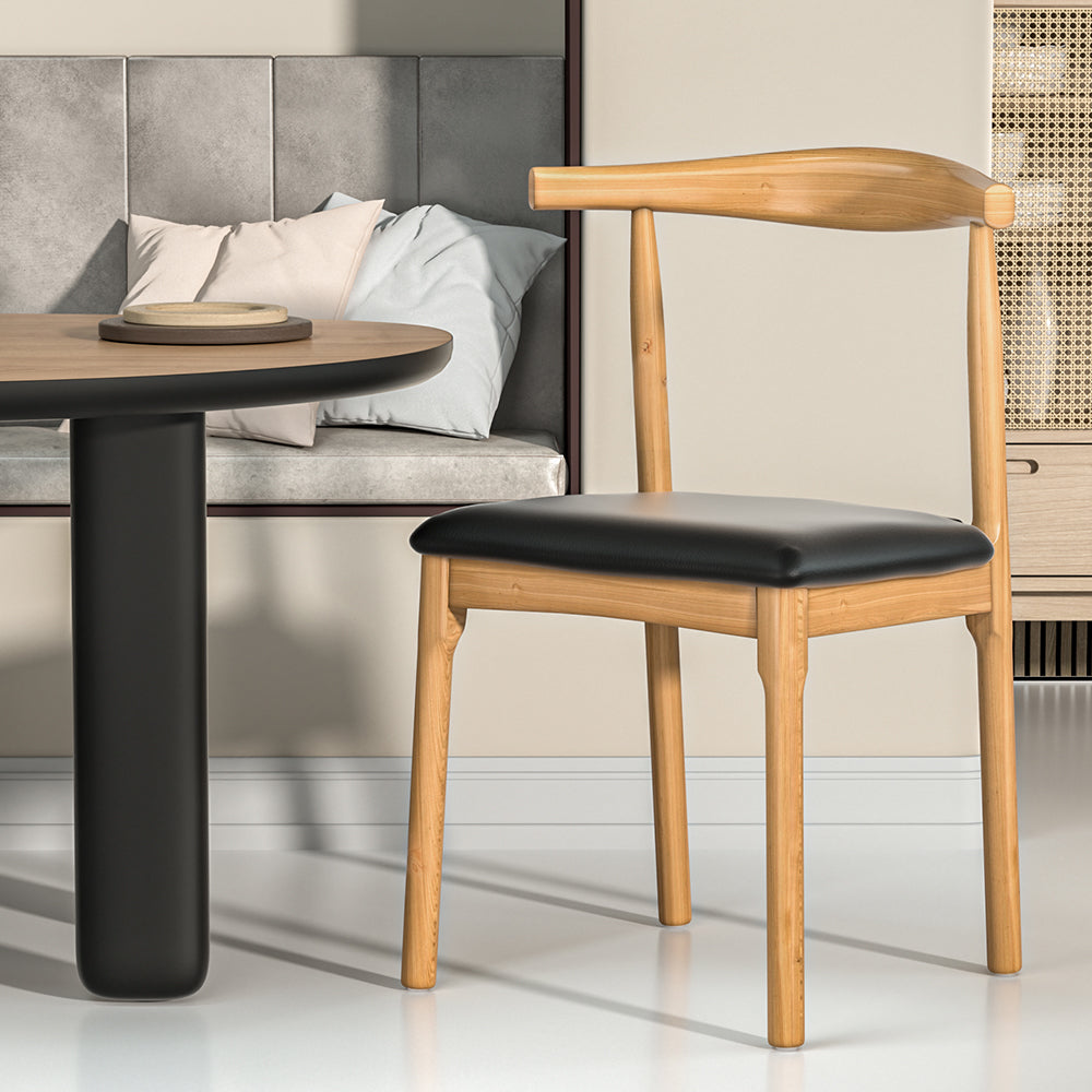 Bert Dining Chair Rubberwood Leather Seat Black