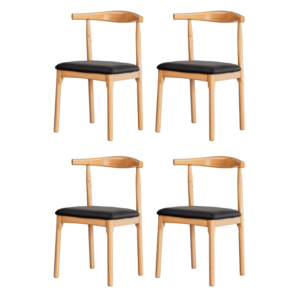 Bert Dining Chairs Set of 4 Rubberwood Leather Seat Black
