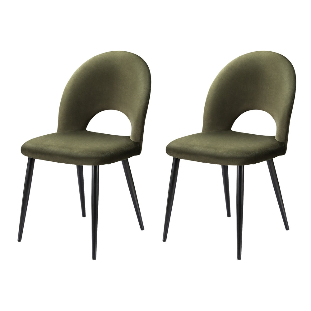 Loren Dining Chairs Set of 2 Velvet Green