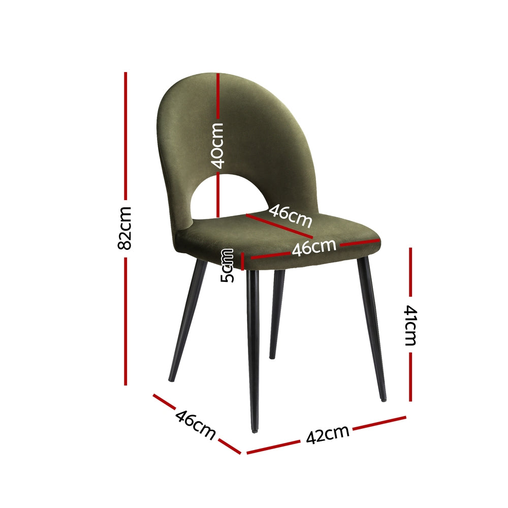 Loren Dining Chairs Set of 2 Velvet Green