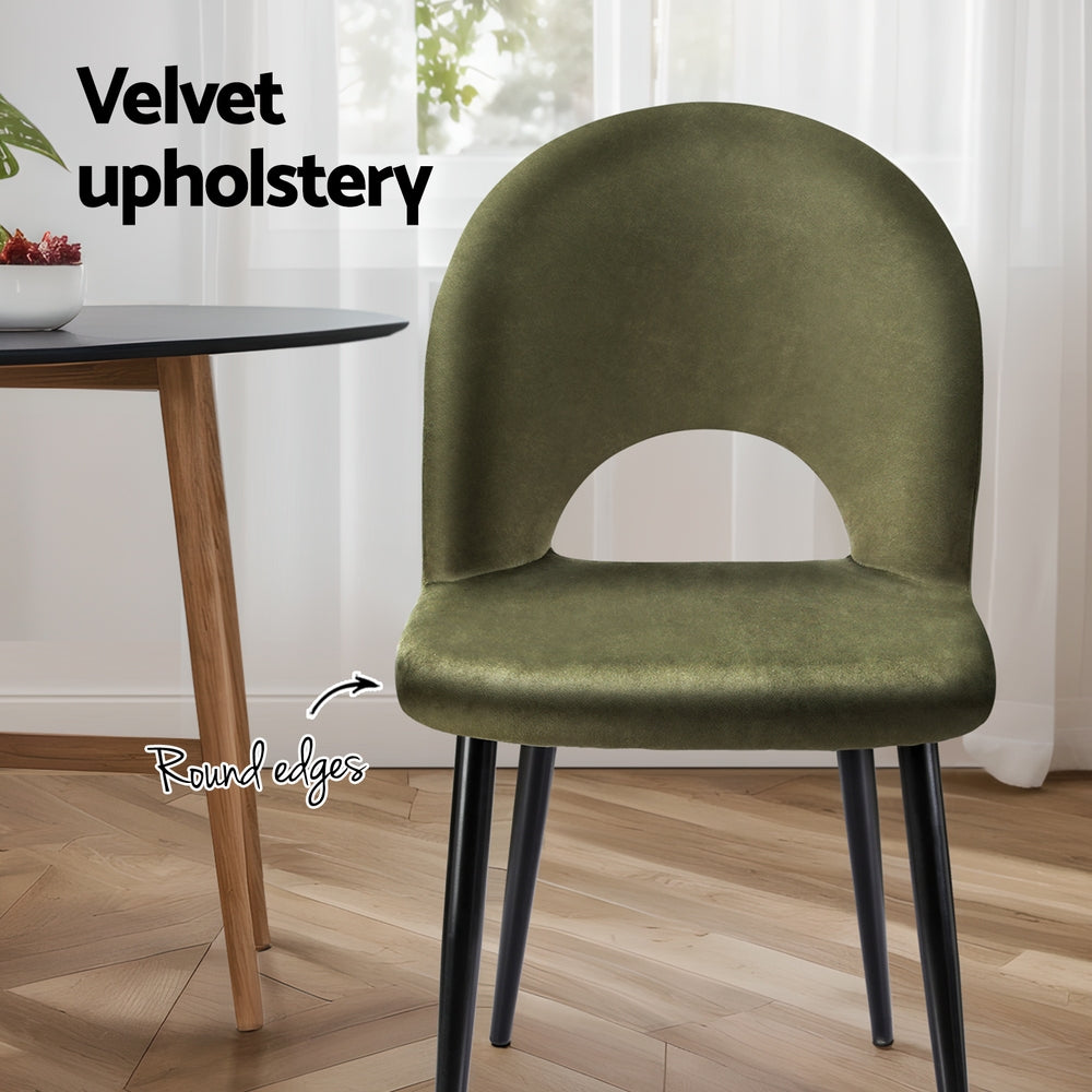 Loren Dining Chairs Set of 2 Velvet Green