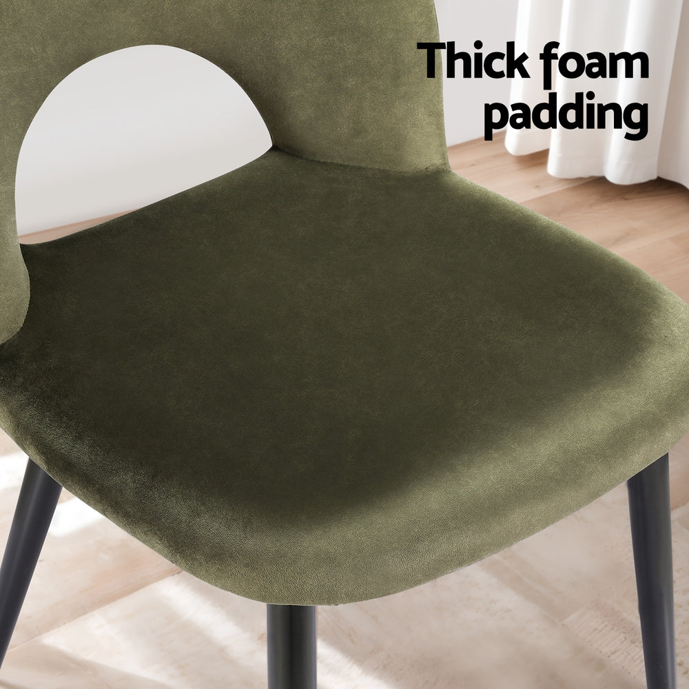 Loren Dining Chairs Set of 2 Velvet Green