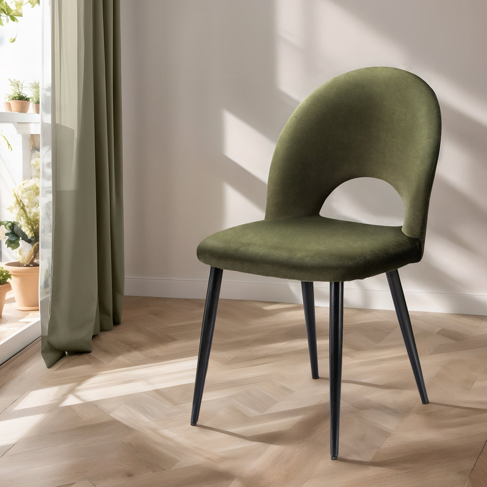 Loren Dining Chairs Set of 2 Velvet Green
