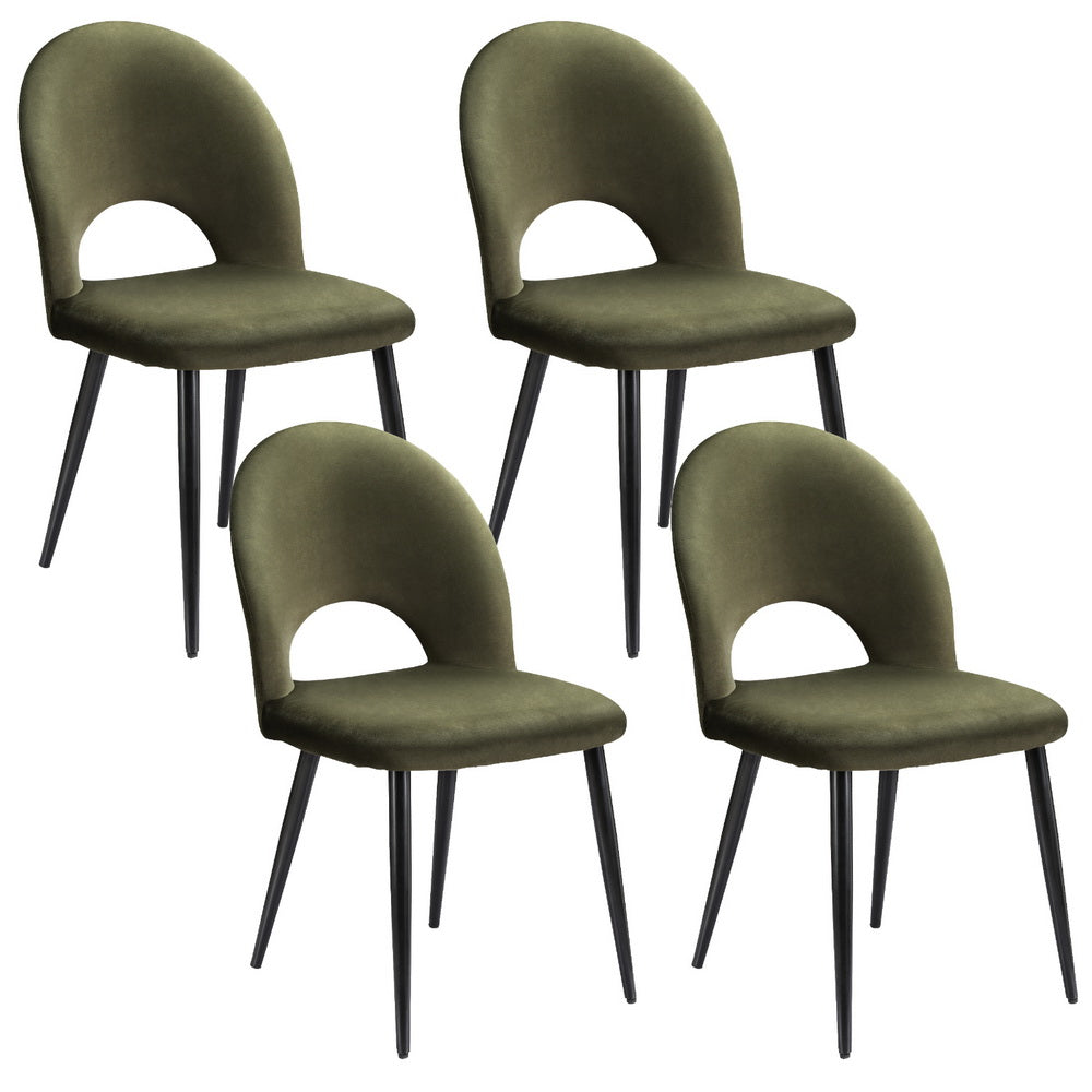 Loren Dining Chairs Set of 4 Velvet Green