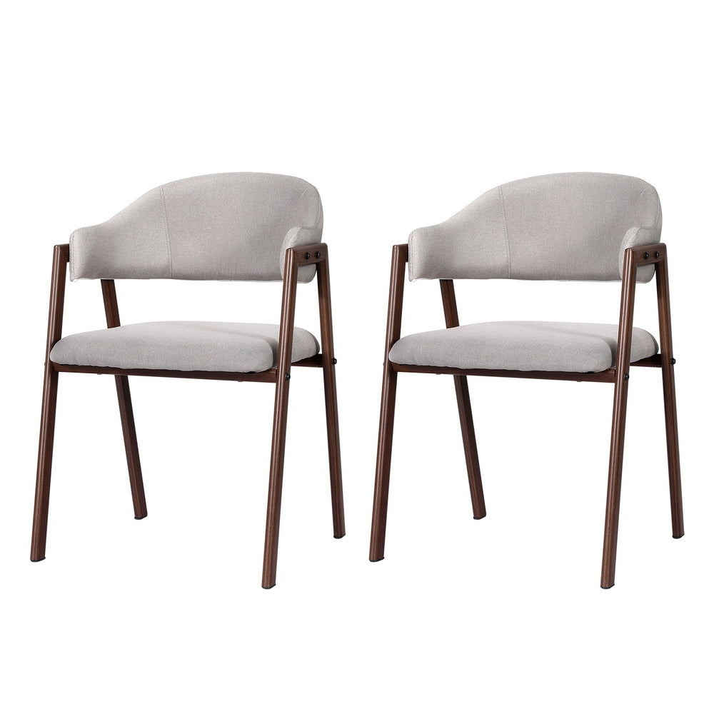 Nadi Dining Chairs Set of 2 Linen Armchair Grey