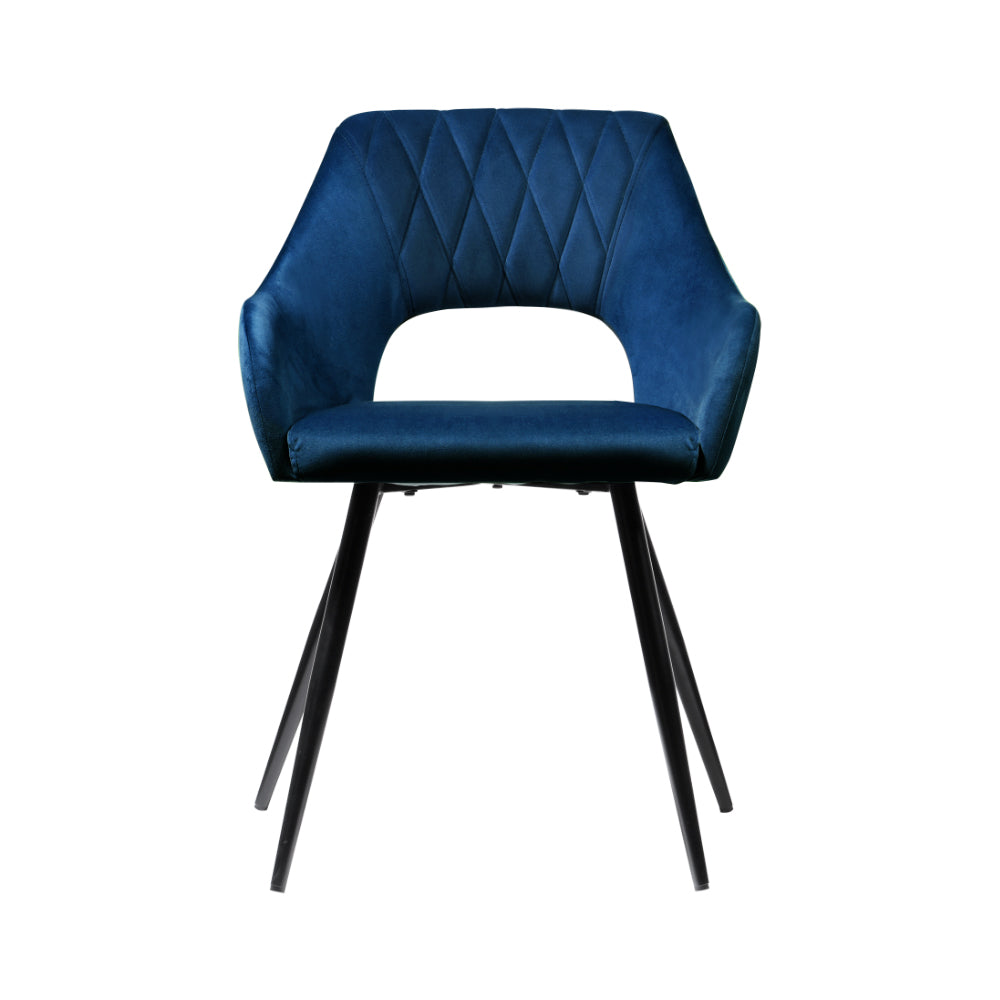 Caitlee Dining Chairs Set of 2 Velvet Armchair Blue