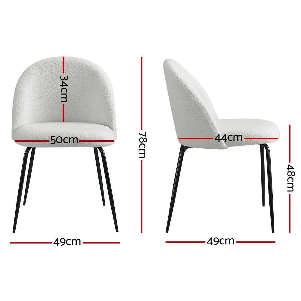 Tofa Dining Chairs Set of 2 Sherpa Boucle White