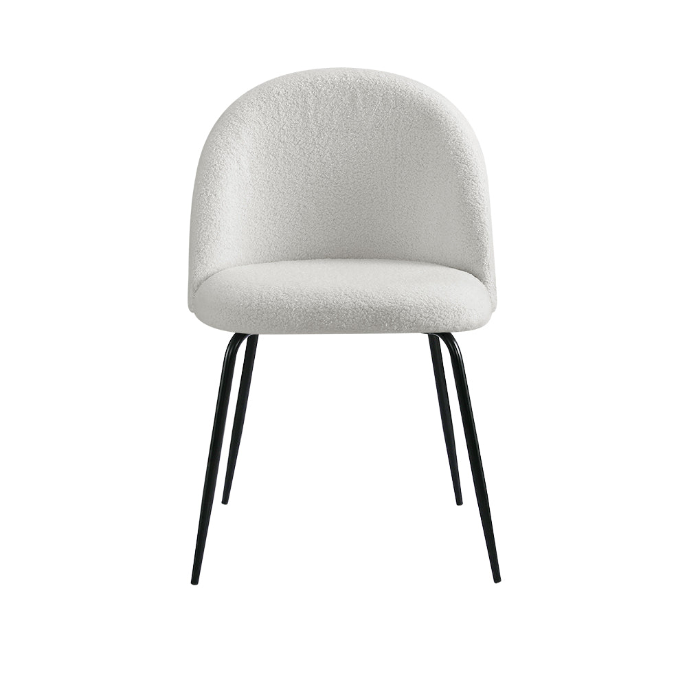 Tofa Dining Chairs Set of 2 Sherpa Boucle White